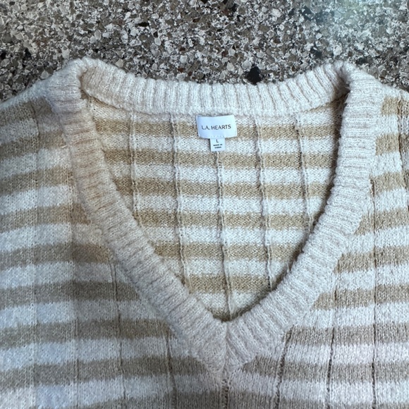 Striped Beige Sweater neutral, soft, cropped, cozy - Picture 2 of 5